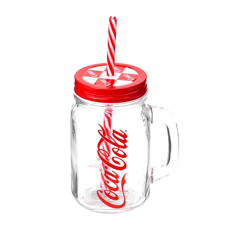 MINISO 名创优品 可口可乐联名 吸管玻璃杯 500ml