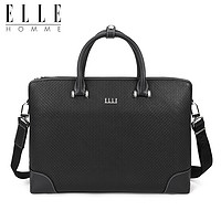 ELLE HOMME男士头层牛皮编织商务公文包青年简约休闲牛皮手提包