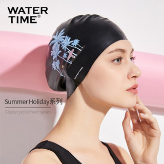 蛙咚防水护耳硅胶抗氯泳帽女专业长发大号不勒头ins印花游泳帽 Summer Holiday-White
