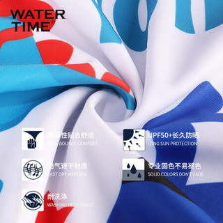 WATERTIME/蛙咚 2020新款连体游泳衣女ins小胸聚拢时尚印花泳装露背显瘦 温泉泳衣 222042073 白底蓝花色 L