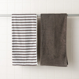 MUJI 棉绒 浴巾套装 棕色条纹 70×140cm 2条装