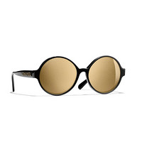 CHANEL香奈儿女太阳眼镜铆钉镶嵌标志细节18K金镜面圆形款