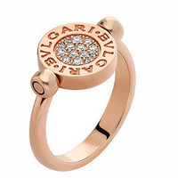 BVLGARI 宝格丽 女士戒指顶部可翻转个性镶嵌水钻玫瑰金 尺码咨询客服