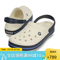 CROCS卡骆驰情侣款洞洞鞋凉鞋两穿款11016 Oyster / Navy m11