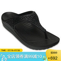 CROCS卡洛驰女鞋拖鞋休闲人字凉拖204181 Black / Black 5