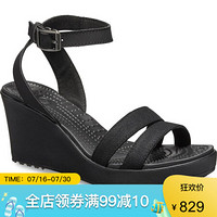 CROCS卡骆驰女鞋厚底坡跟凉鞋高跟鞋205750 Black / Black 10