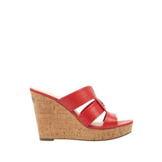 GUESS盖尔斯女鞋圆头坡跟套脚通勤高跟鞋GWEADRA medium red leather 5