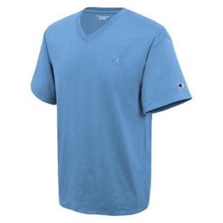 Champion冠军男士V领T恤棉质运动衫休闲短袖 T0221 Swiss Blue L
