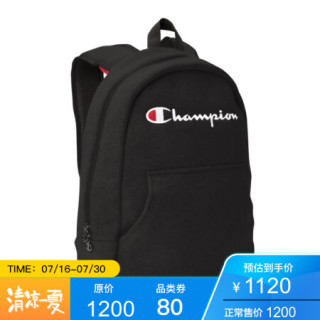 Champion男包女包拉链双肩包背包纯棉休闲包 CH1055 Black ONE SIZE