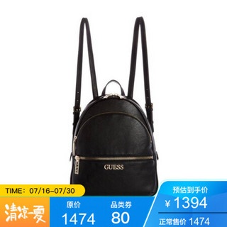 GUESS盖尔斯女包拉链双肩包休闲简约纯色背包VS699432 black one