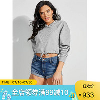 GUESS盖尔斯卫衣女士倒三角连帽套头衫W91I05R54Z2 overcast l