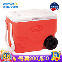 美国直邮 科勒曼 Coleman 带轮冷藏箱 红 37L 可装59罐这相当于2箱多汽水