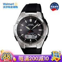 美国直邮 卡西欧 Casio 男士电波太阳能自动手表 黑色树脂表带 WVAM640-1A