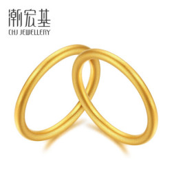 CHJ JEWELLERY 潮宏基 古法-小金圈 黄金戒指足金关节戒套戒女戒叠戴 女士14号