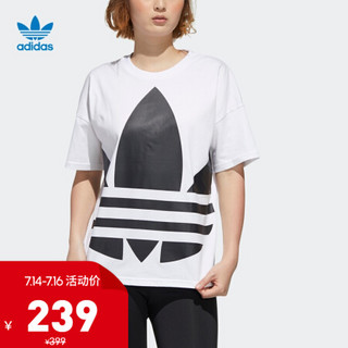 阿迪达斯官网 adidas 三叶草 LRG LOGO TEE 女装运动短袖T恤GJ1009 白/黑色 34(165/80A)