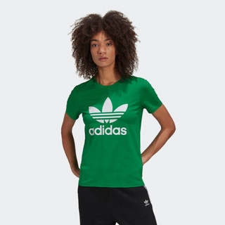 阿迪达斯官网 adidas 三叶草 TREFOIL TEE 女装运动短袖T恤GI7625 绿 32(165/76A)