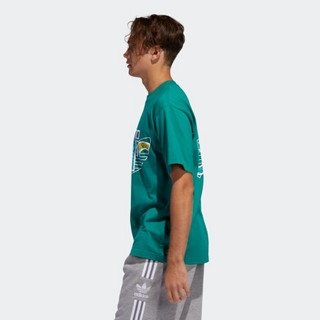 阿迪达斯官网adidas 三叶草 男装运动短袖T恤FM1574 深绿 M(180/100A)