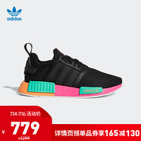 阿迪达斯官网 adidas 三叶草 NMD_R1 W 女鞋经典运动鞋FX4459 1号黑色/休克粉/高光绿 38(235mm)