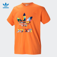 阿迪达斯官网 adidas 三叶草 FLAG FILL TEE男装运动短袖T恤GK8514 橙黄/多色 XL(190/116A)