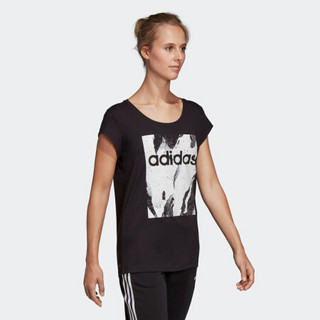 adidas 阿迪达斯 W E AOP TEE 女子运动T恤 DP2368 黑/白 S