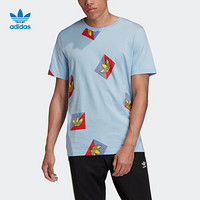 阿迪达斯官网 adidas 三叶草 AOP DIAG TEE 男装运动短袖T恤FM3343 粉蓝/多色 S(175/92A)