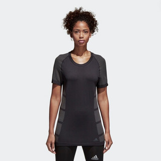 阿迪达斯adidas 官方 跑步 女子 跑步短袖T恤 黑 CF6000 如图 XS