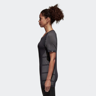 阿迪达斯adidas 官方 跑步 女子 跑步短袖T恤 黑 CF6000 如图 XS