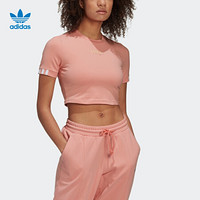 阿迪达斯官网 adidas 三叶草 CROPPED TEE女装秋季运动短袖T恤GD3066 粉 30(165/72A)