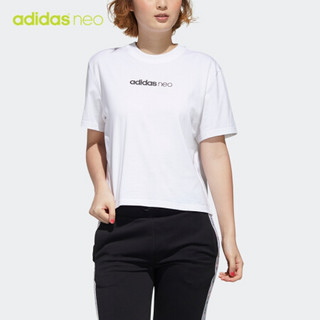 阿迪达斯官网 adidas neo W SS TEE 1 女装秋季运动短袖T恤GJ5350 白/黑色 A/L(170/92A)