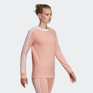 阿迪达斯官网 adidas 三叶草 3 STR LS TEE 女装运动长袖上衣DV2606 灰粉 34(165/80A)