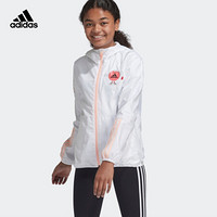 阿迪达斯官网adidas CLEOFUS联名女儿童装秋季训练运动梭织夹克外套GG3694 白/黑色 110CM