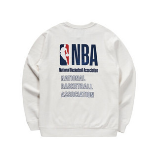 NBA STYLE潮流服饰 男女款NBA LOGO圆领套头纯色百搭长袖T恤衫 白色 M