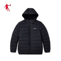 乔丹官方旗舰运动服男2019冬季新款厚款保暖防风服男士短款外套男 黑色 185/2XL