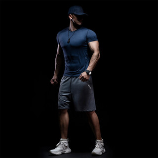 MSGD短袖T恤男 新品春夏健身训练透气排汗速干跑步运动上衣 Dark Blue 深海蓝 XL