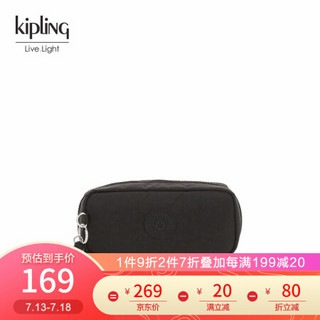 kipling女包包迷你轻便帆布包2020新款简约休闲化妆包手拿包|SABO 黑皮诺色