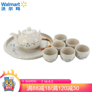 敏杨 雪花瓷韩式茶具套装 茶杯+茶壶+茶盘 8头（茶壶1个+茶杯6个+茶盘1个）