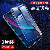 绿联 UGREEN 高清钢化膜适用iPhone xr苹果XR手机 超薄全屏覆盖隐形防指纹抗蓝光全包边防摔手机贴膜 高清透亮-2片装-送贴膜工具