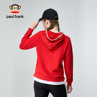 大嘴猴（PAUL FRANK） 新款活力时尚女装简约运动休闲百搭连帽套头卫衣外套 红色 L