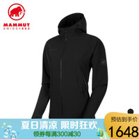 MAMMUT/猛犸象 Macun SO Hooded 女士秋冬弹力防风防泼水连帽软壳夹克外套 黑色 M