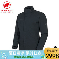 MAMMUT/猛犸象 Trovat 3 in 1 男士秋冬防风可拆卸硬壳冲锋棉服三合一夹克外套 黑色-钛灰色 XL