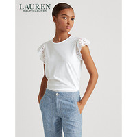 Lauren/拉夫劳伦女装 2020年夏季褶边衣袖T恤60321 100-白色 XS 尺码偏大