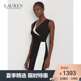 Lauren/拉夫劳伦女装 2020年春季双色斜襟连衣裙60225 001-黑色 4  尺码偏小