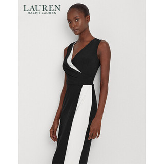 Lauren/拉夫劳伦女装 2020年春季双色斜襟连衣裙60225 001-黑色 4  尺码偏小