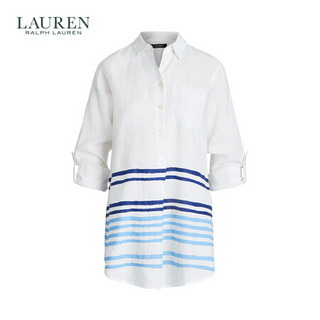 RALPH LAURENLauren/拉夫劳伦女装 2020年夏季条纹亚麻布衬衫60313 100-白色 S