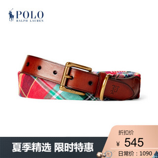 Ralph Lauren/拉夫劳伦男配 2020年春季皮革饰边印度格布腰带50804 600-红色 34