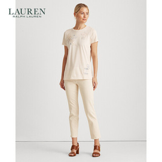 RALPH LAURENLauren/拉夫劳伦女装 2020年春季花卉和字母补片T恤60305 101-米色 XXS