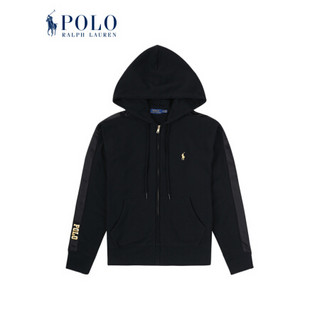 Ralph Lauren/拉夫劳伦女装 2020年春季绸缎饰边起绒布连帽衫21246 001-黑色 XS