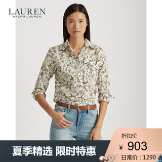 RALPH LAURENLauren/拉夫劳伦女装 2020年春季花卉图案棉质衬衫60297 101-白色 M