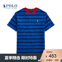 Ralph Lauren/拉夫劳伦男童 2020年夏季条纹平纹针织T恤33778 400-蓝色 L