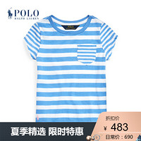 Ralph Lauren/拉夫劳伦女童 2020年春季条纹棉质平纹针织T恤33250 400-蓝色 5